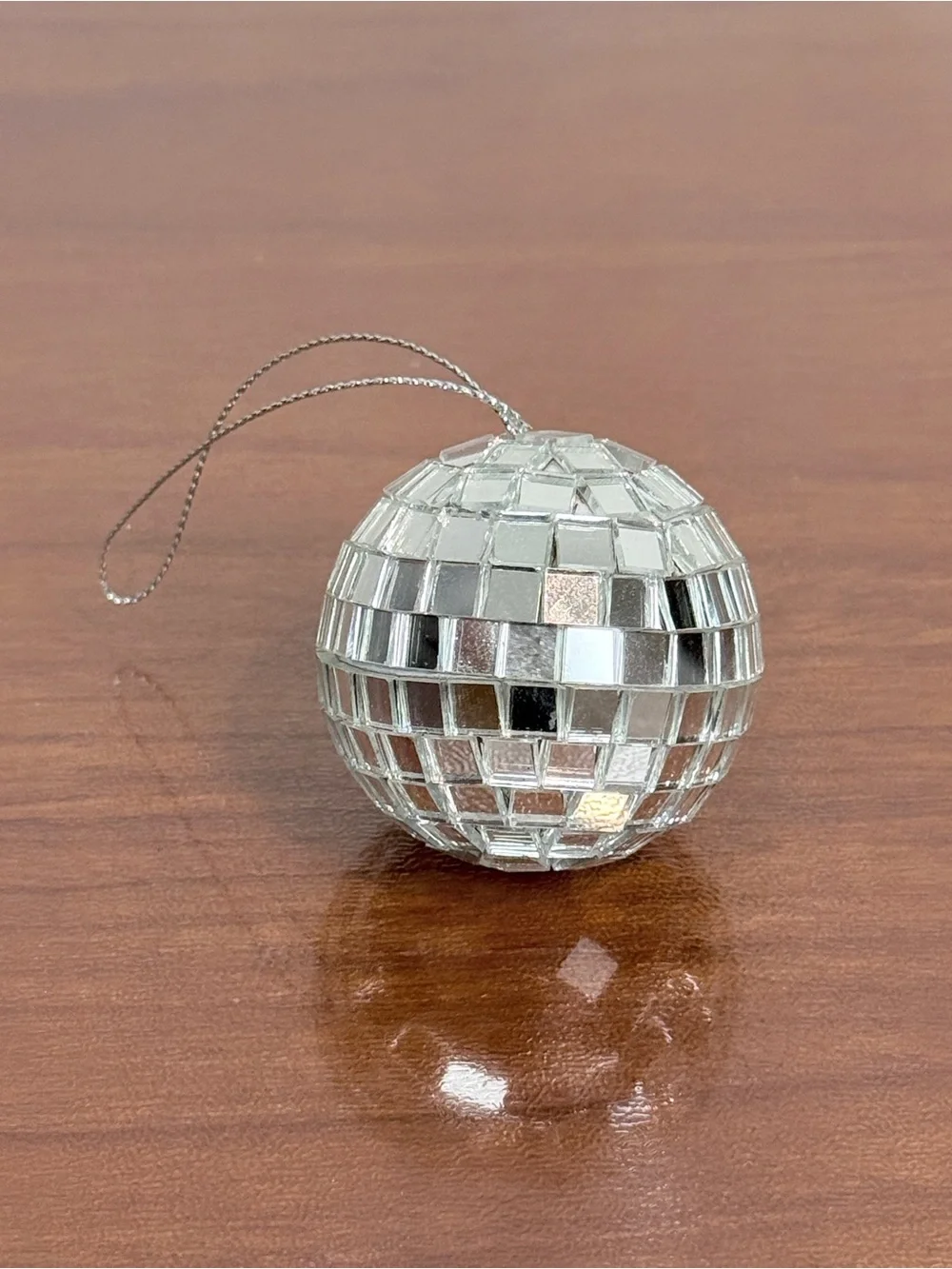 Silver Disco Mirror Ball Ornament 2 inch